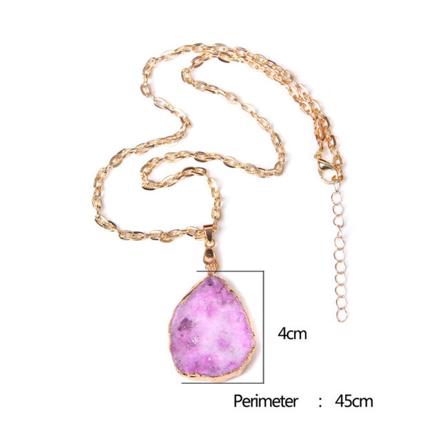 Women's Crystal Healing Energy Necklace w/Metal Chain