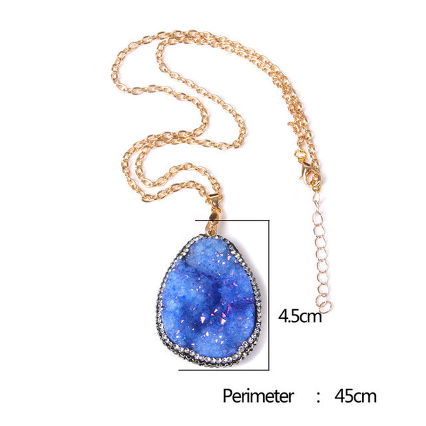 Women's Crystal Healing Energy Necklace w/Metal Chain
