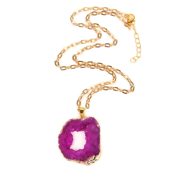 Women's Crystal Healing Energy Necklace w/Metal Chain