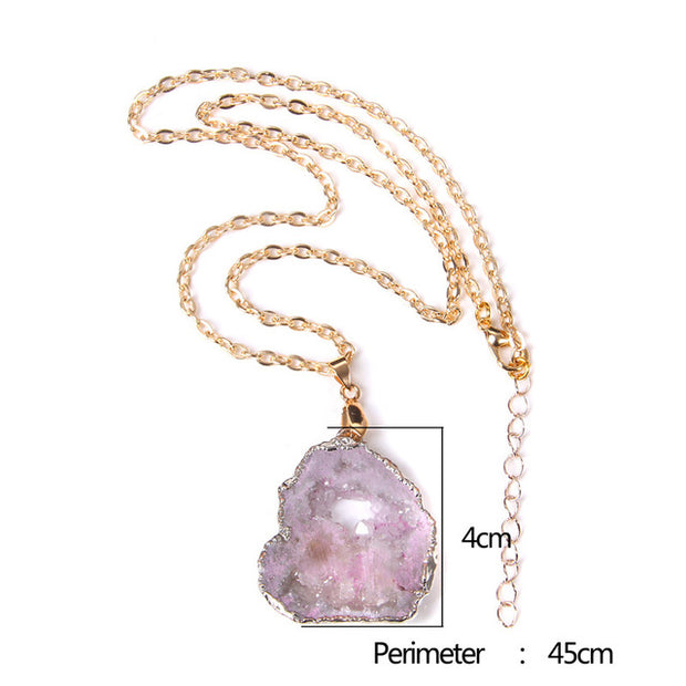 Women's Crystal Healing Energy Necklace w/Metal Chain