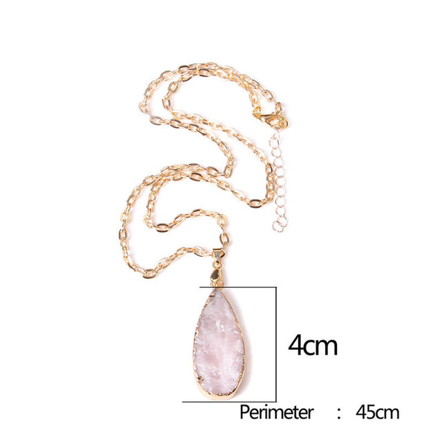 Women's Crystal Healing Energy Necklace w/Metal Chain