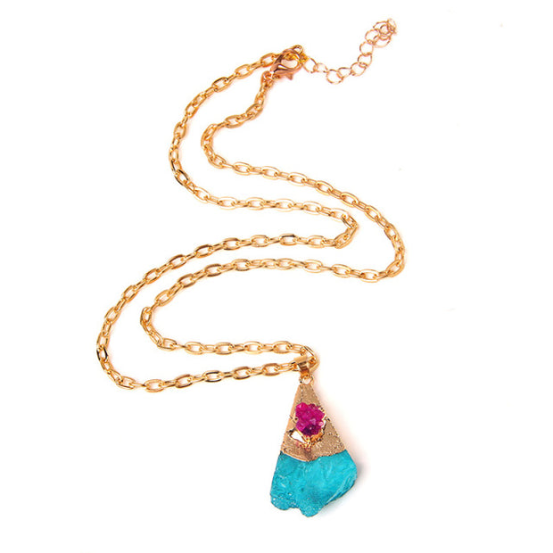 Women's Crystal Healing Energy Necklace w/Metal Chain