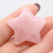 Natural Stone Lucky Stars/Moon Shape Ornaments Reiki Healing Crystal Rose Quartz 1PC