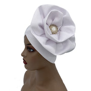 Trendy Women Big Flower with Diamonds Turban Head Wrap