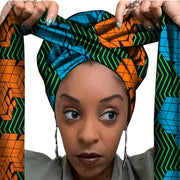 African Print Satin Bonnet With Long Ribbon