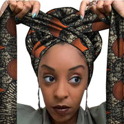 African Print Satin Bonnet With Long Ribbon