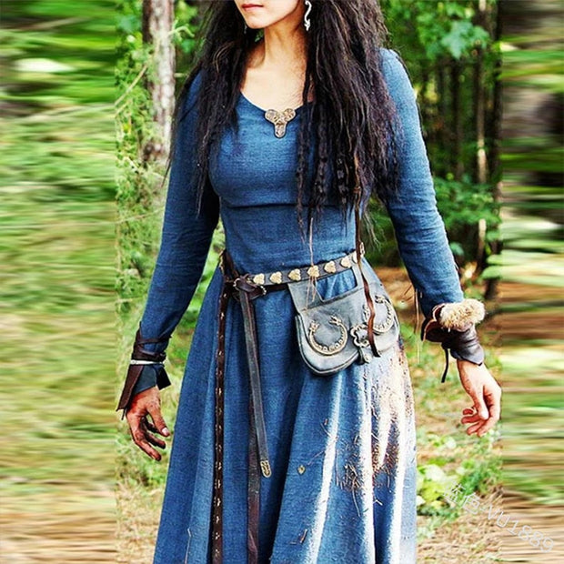 Medieval Dress Women Long Sleeve Maxi Vintage Fairy Dress