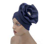 Trendy Women Big Flower with Diamonds Turban Head Wrap