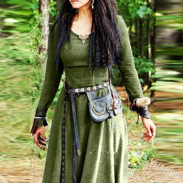 Medieval Dress Women Long Sleeve Maxi Vintage Fairy Dress