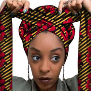 African Print Satin Bonnet With Long Ribbon