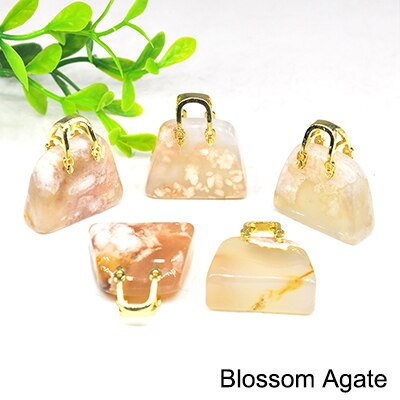 1pc Handbag Model Statue Natural Chakra Semi-precious Stone Quartz Ornament Bag Healing Reiki Figurine Crystals