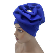 Trendy Women Big Flower with Diamonds Turban Head Wrap