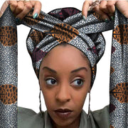 African Print Satin Bonnet With Long Ribbon