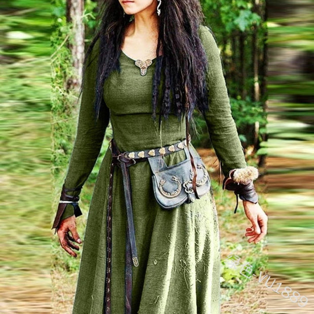 Medieval Dress Women Long Sleeve Maxi Vintage Fairy Dress