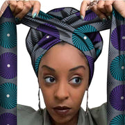 African Print Satin Bonnet With Long Ribbon