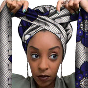 African Print Satin Bonnet With Long Ribbon
