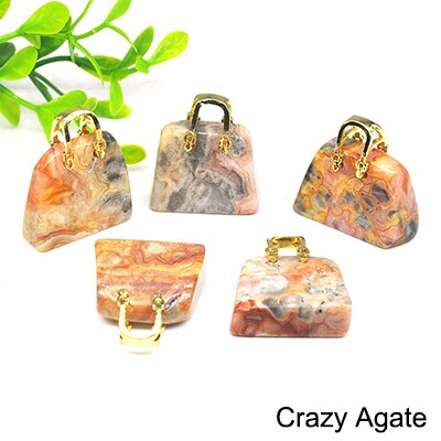 1pc Handbag Model Statue Natural Chakra Semi-precious Stone Quartz Ornament Bag Healing Reiki Figurine Crystals
