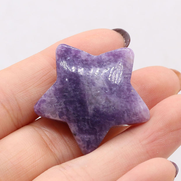 Natural Stone Lucky Stars/Moon Shape Ornaments Reiki Healing Crystal Rose Quartz 1PC