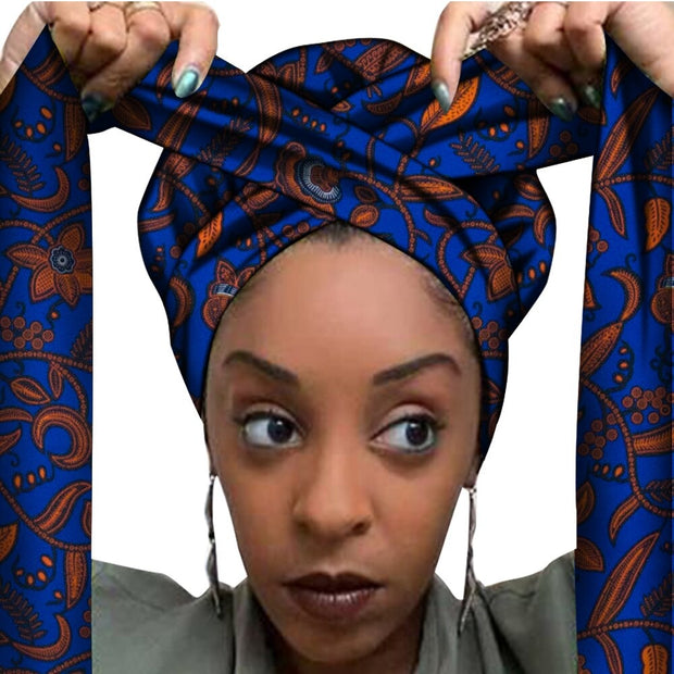African Print Satin Bonnet With Long Ribbon