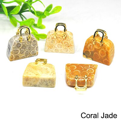 1pc Handbag Model Statue Natural Chakra Semi-precious Stone Quartz Ornament Bag Healing Reiki Figurine Crystals