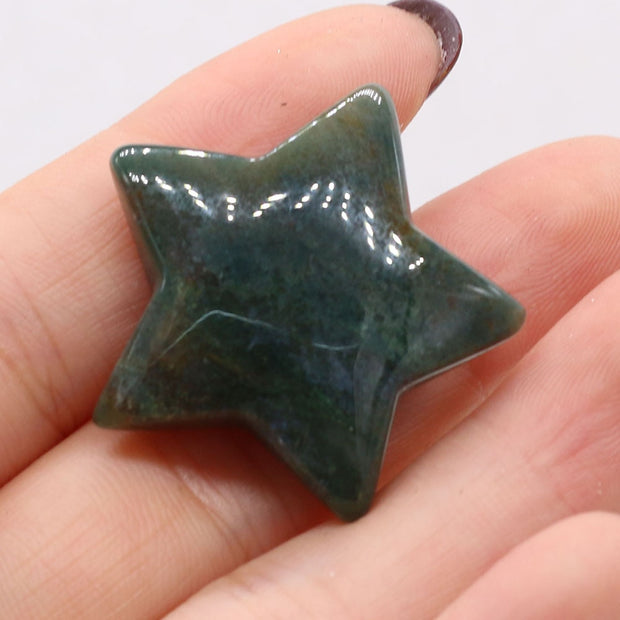 Natural Stone Lucky Stars/Moon Shape Ornaments Reiki Healing Crystal Rose Quartz 1PC