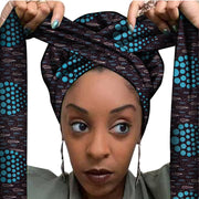 African Print Satin Bonnet With Long Ribbon