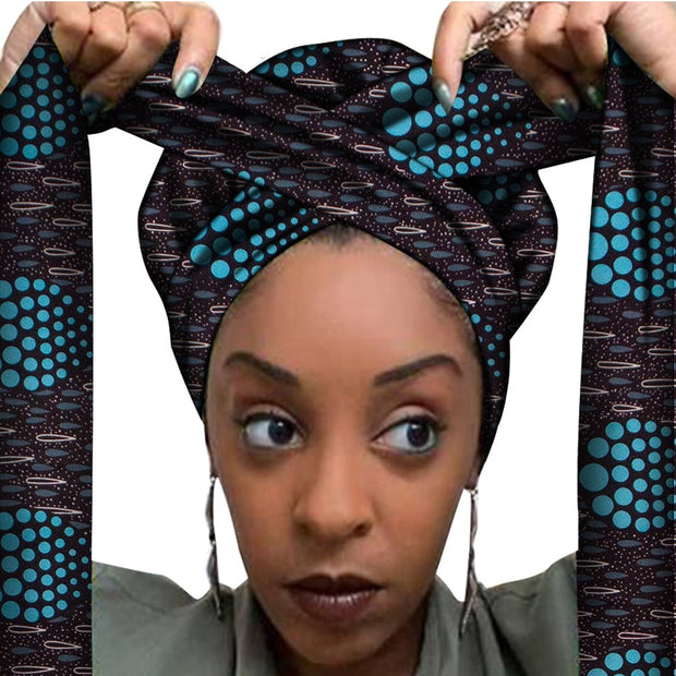 African Print Satin Bonnet With Long Ribbon