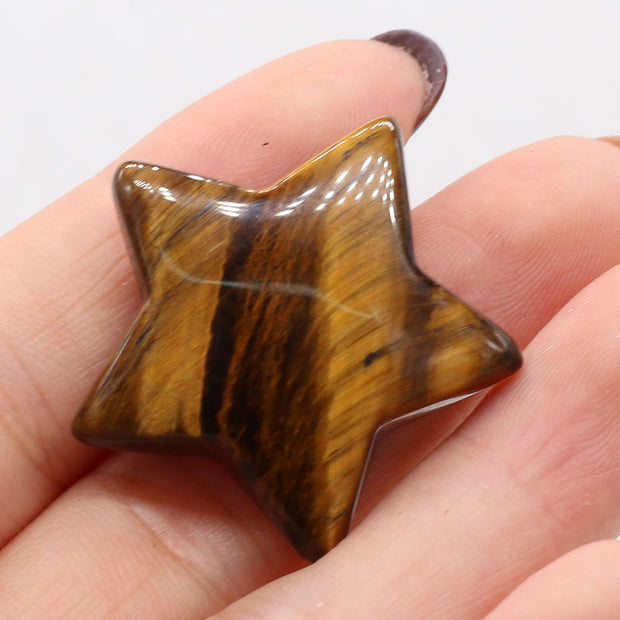 Natural Stone Lucky Stars/Moon Shape Ornaments Reiki Healing Crystal Rose Quartz 1PC