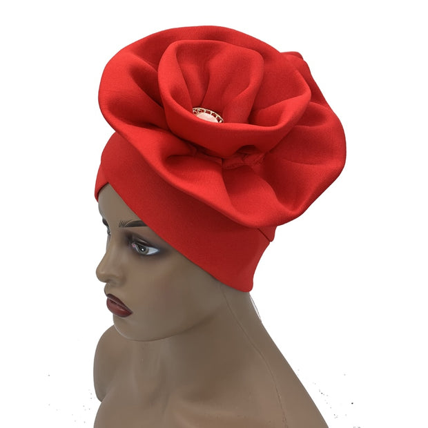 Trendy Women Big Flower with Diamonds Turban Head Wrap