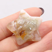 Natural Stone Lucky Stars/Moon Shape Ornaments Reiki Healing Crystal Rose Quartz 1PC