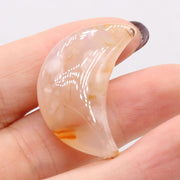 Natural Stone Lucky Stars/Moon Shape Ornaments Reiki Healing Crystal Rose Quartz 1PC