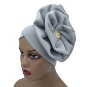 Trendy Women Big Flower with Diamonds Turban Head Wrap