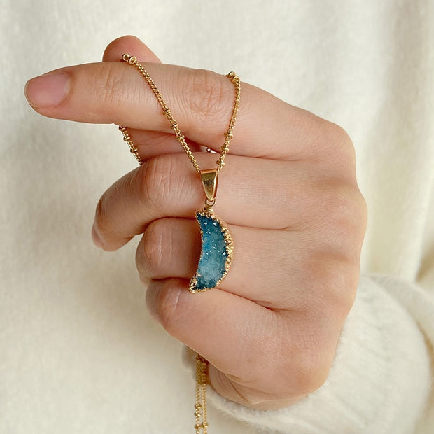Women's Crystal Healing Energy Necklace w/Metal Chain